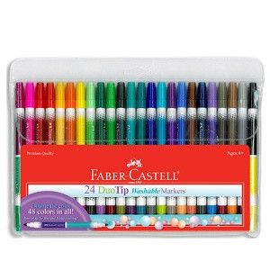 Basics Washable Fine Tip Assorted School Marker Pens, Pack of 24 Colors