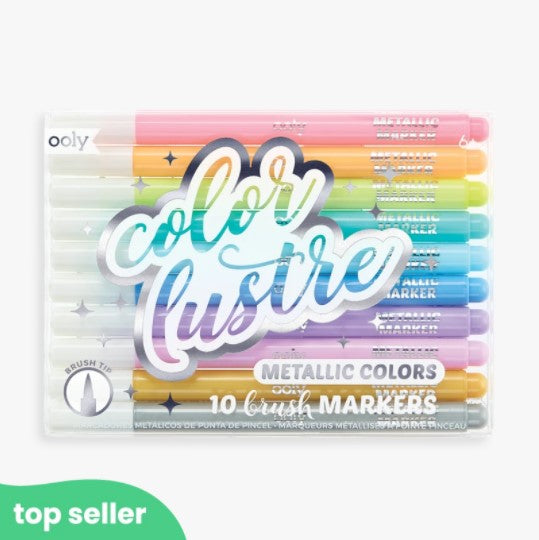 Color Lustre Metallic Brush Markers Set of 10 - Mudpuddles Toys and Books