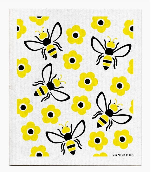 BEES BUMBLE BEE CUTE HEARTS YELLOW BLACK WHITE COTTON FABRIC BTHY